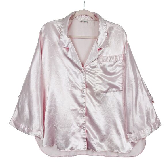 VTG KATHRYN Satin Light Pink Pajama Set Womens SZ LG Sleepwear Loungewear Retro - Picture 5 of 16